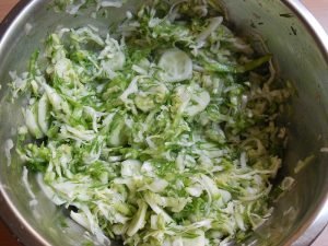 Young cabbage salad with cucumbers