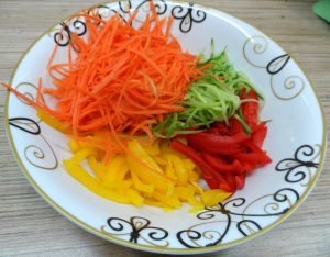 Korean salad with funchose and vegetables