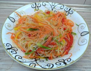 Korean salad with funchose and vegetables