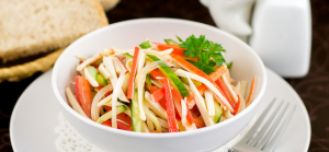 Salad with crab sticks and fresh cucumbers