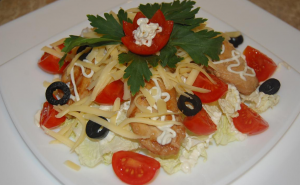 Favorite Salad with Chicken Meat and Peking Cabbage