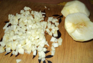 Salad crab sticks with apple and corn