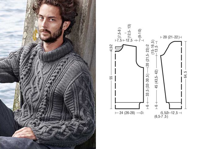 How to knit a men's sweater with knitting needles?