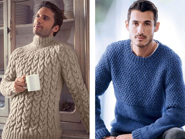 How to knit a men's sweater with knitting needles?