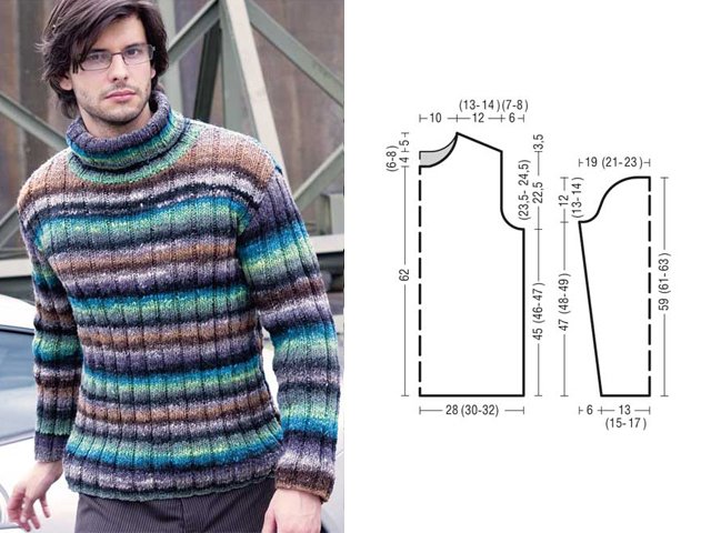 How to knit a men's sweater with knitting needles?