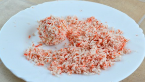 Crab salad with cheese and eggs