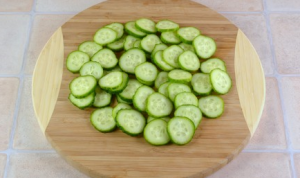 Salad with celery, tuna, cucumber and pepper