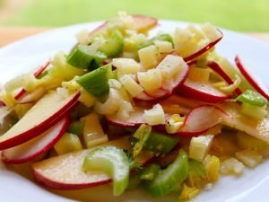 Salad with celery, apple and radish