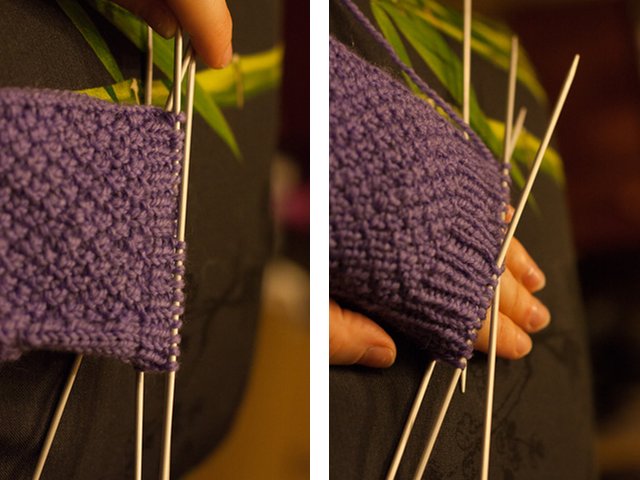 How to knit mitts with knitting needles?