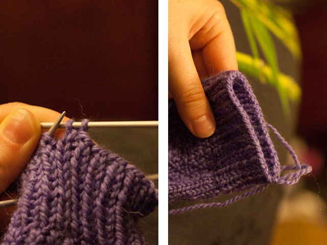 How to knit mitts with knitting needles?