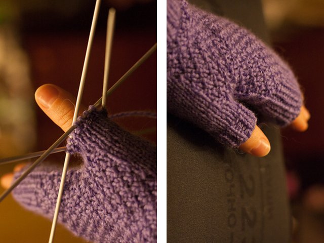 How to knit mitts with knitting needles?