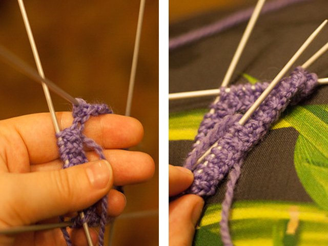 How to knit mitts with knitting needles?