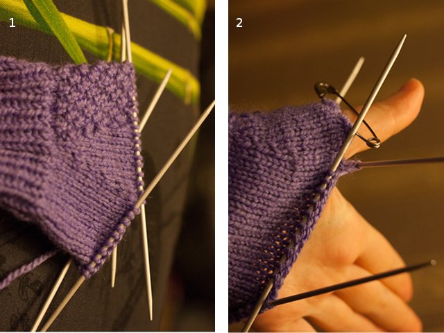 How to knit mitts with knitting needles?