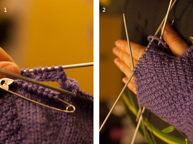 How to knit mitts with knitting needles?