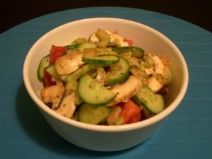 Salad with celery and mushrooms for raw foodists