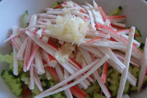 Korean style salad with crab sticks and carrots