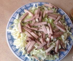 Peking cabbage meat salad