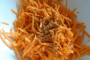 Korean style salad with crab sticks and carrots