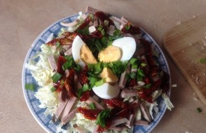 Peking cabbage meat salad