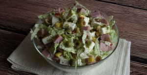 Peking cabbage and ham salad