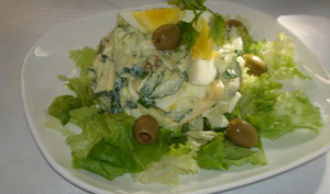 Olive Salad with Cucumber and Egg