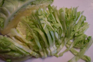 Salad from young cabbage, carrots and viburnum