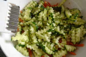 Korean style salad with crab sticks and carrots