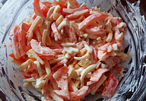 Salad with squid and cheese