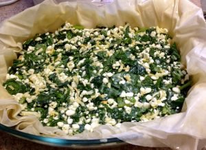 Filo pie with spinach and cottage cheese