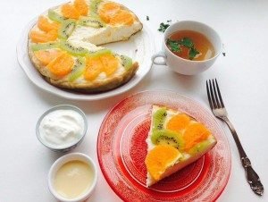 Curd casserole with fruits