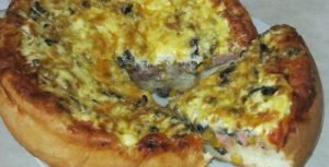 Pie with corn and mushrooms