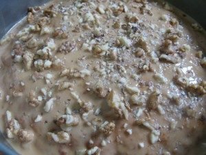 Pie with boiled condensed milk and walnuts