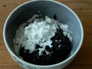 Shortbread Chocolate Cake with Blueberries and Cottage Cheese