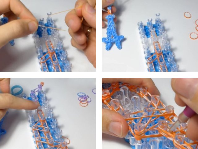 Figures made of rubber bands: weaving on a slingshot and a loom