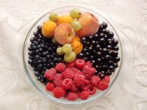 Four-color berry-fruit-curd tarte