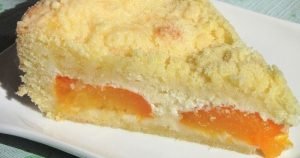 Cheesecake with apricots and shtreisel