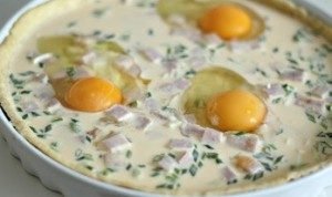 Quiche with eggs and ham