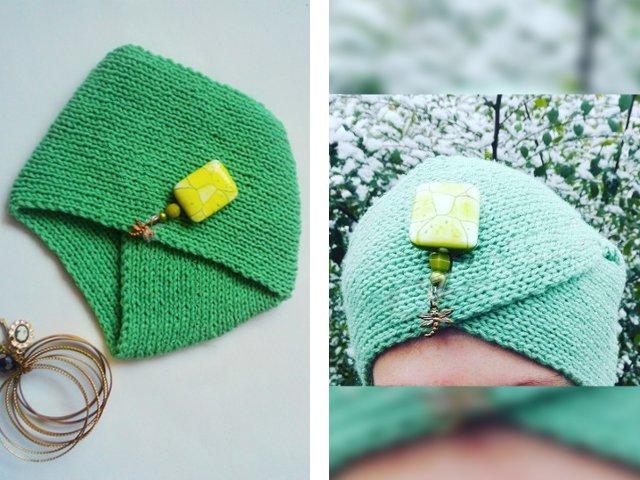 Knitting turban with knitting needles: photo and video tutorials