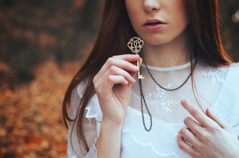 Girl with an old key