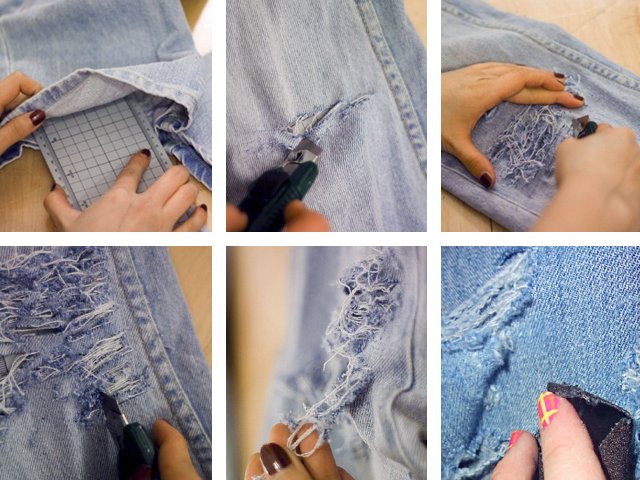 How to make holes and scrapes on jeans?