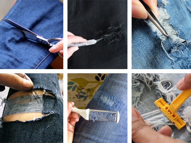 How to make holes and scrapes on jeans?