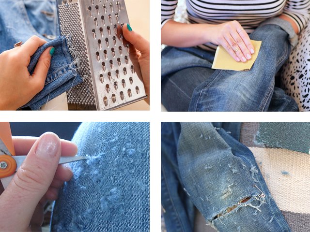 How to make holes and scrapes on jeans?