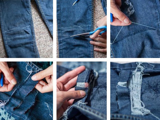 How to make holes and scrapes on jeans?