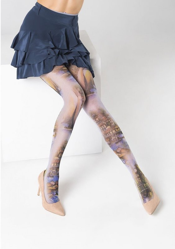 Colored tights with prints