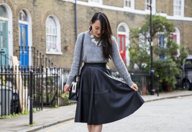 Black leather skirt