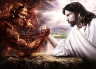 The confrontation of God and the devil