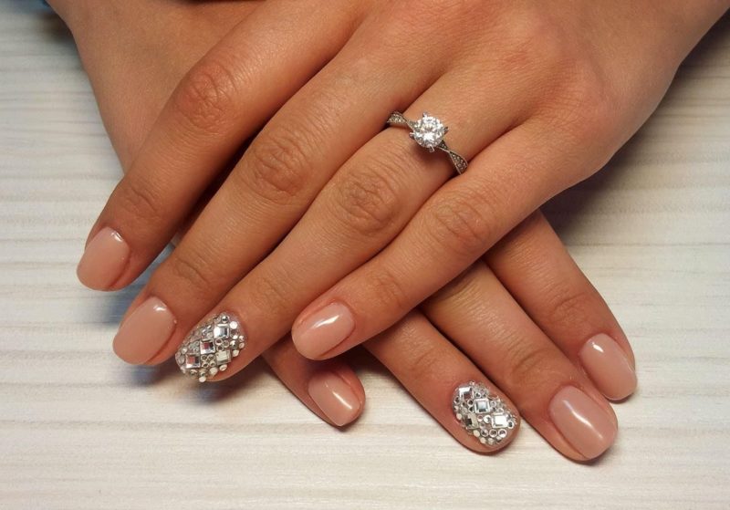 Rhinestone nails manicure