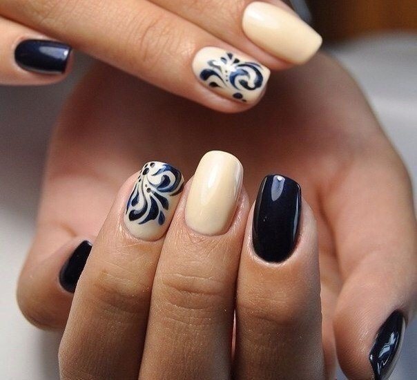 Black with nude design with vintage pattern.