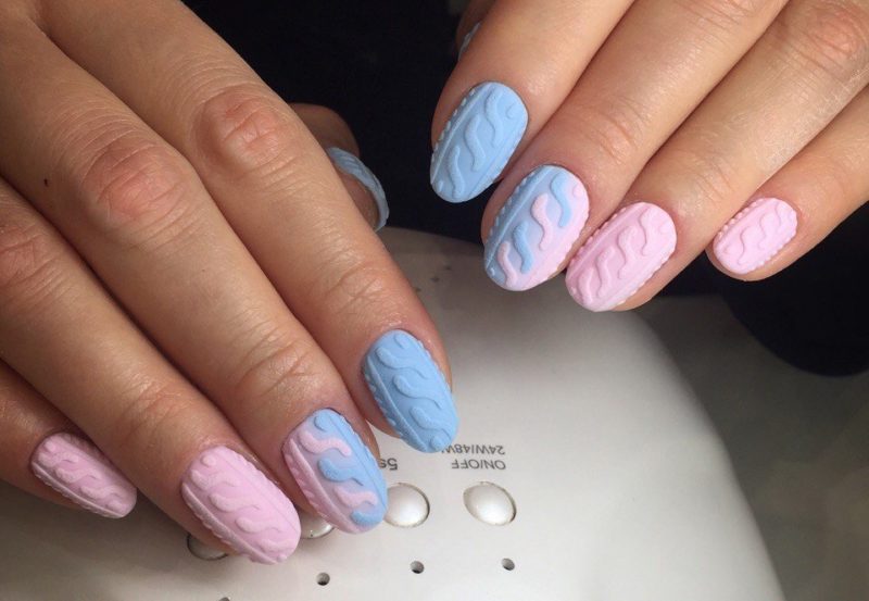 Pink and blue nail design