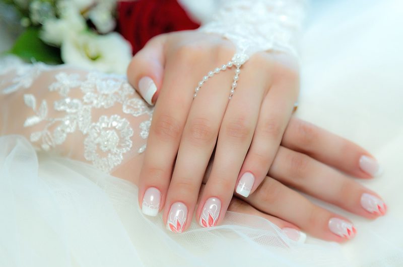 French with lace elements and a red flower